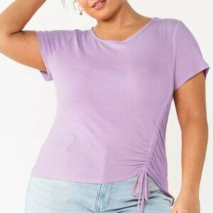 SO Chinch Front Tee Lavender Ruched Short Sleeve Tee Size XL
